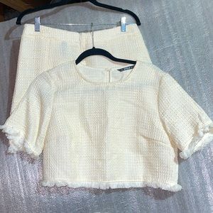 Crop top Skirt Tweed Set